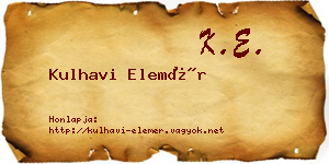Kulhavi Elemér névjegykártya
